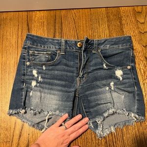 AE high waisted jean shorts.